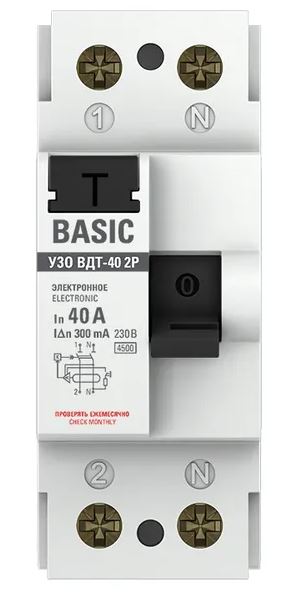 УЗО ВДТ-40 2P 40А/300мА Basic (elcb-2-40-300e-sim)