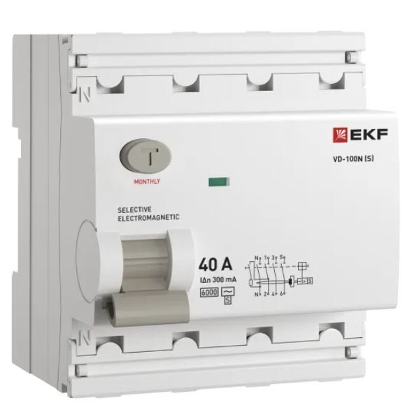 ВД-100N (S) 4P 40А 300мА AC 6кА PROXIMA (E1046MS40300)