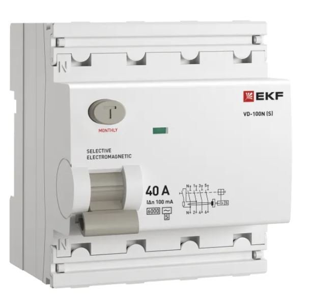 ВД-100N (S) 4P 40А 100мА AC 6кА PROXIMA (E1046MS40100)