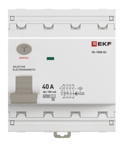 ВД-100N (S) 4P 40А 100мА AC 6кА PROXIMA (E1046MS40100)