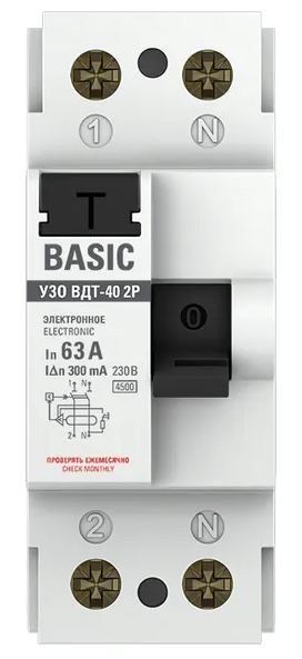 УЗО ВДТ-40 2P 63А/300мА Basic (elcb-2-63-300e-sim)