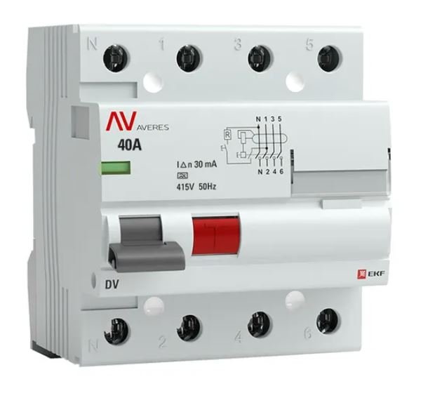 DV 4P 40А 30мА A 6kA AVERES (rccb-4-40-30-a-av)