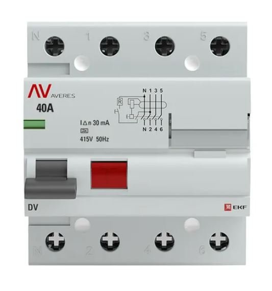 DV 4P 40А 30мА A 6kA AVERES (rccb-4-40-30-a-av)