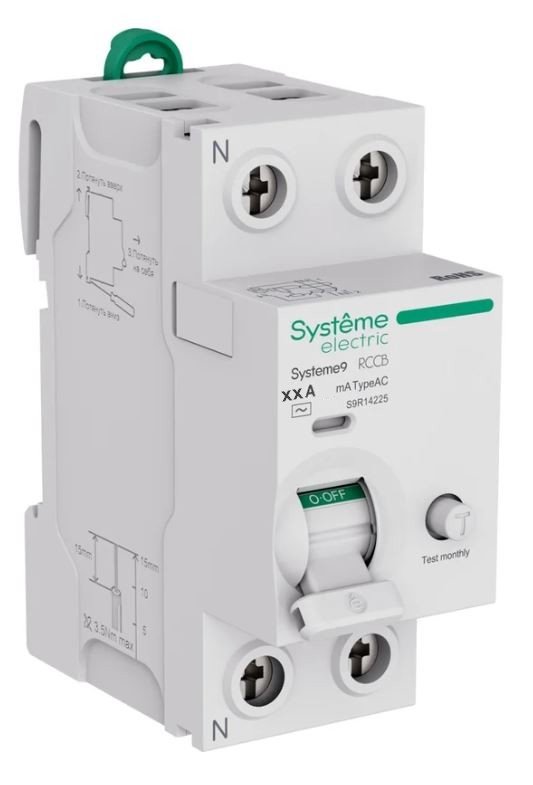 Systeme9 ВДТ 2P 63A 30мА Тип-AC 230В (S9R12263)