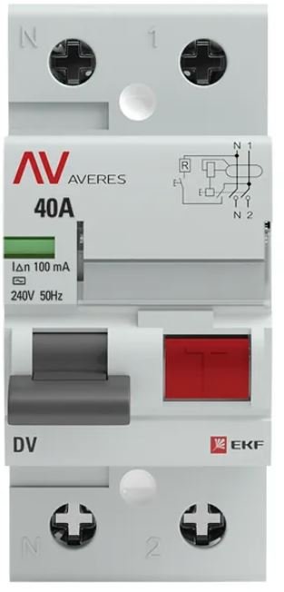 DV 2P 40А 100мА AC 6kA AVERES (rccb-2-40-100-ac-av)
