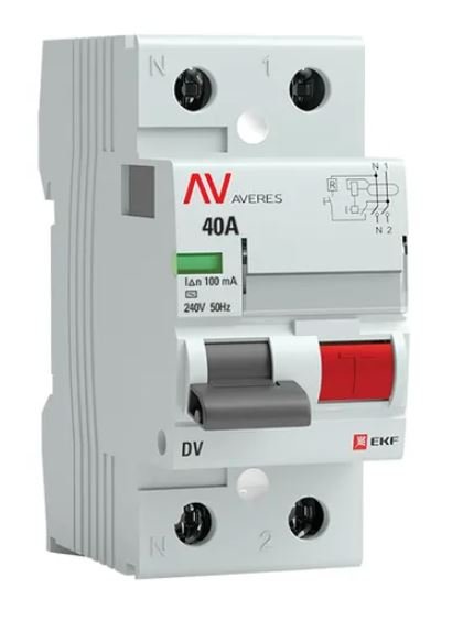 DV 2P 40А 100мА AC 6kA AVERES (rccb-2-40-100-ac-av)