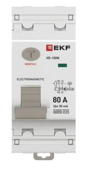 ВД-100N 2P 80А 30мА A 6кА PROXIMA (E1026MA8030)