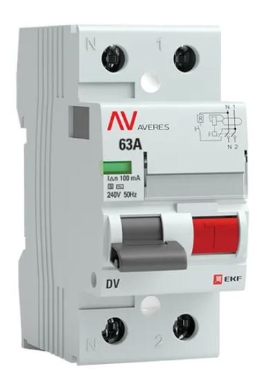 DV 2P (S) 63А 100мА AC 6kA AVERES (rccb-2-63-100-s-av)