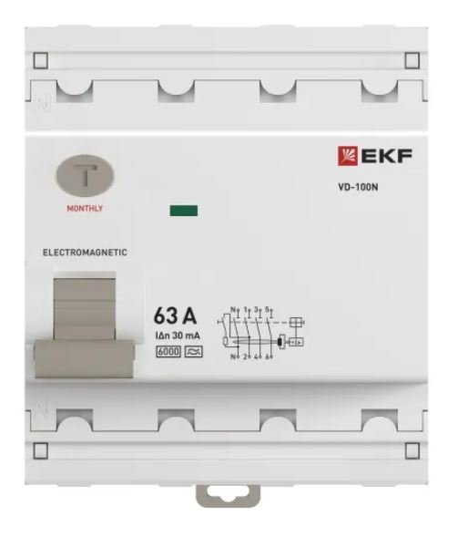 ВД-100N 4P 63А 30мА A 6кА PROXIMA (E1046MA6330)