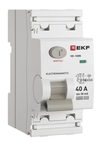 ВД-100N 2P 40А 30мА A 6кА PROXIMA (E1026MA4030)