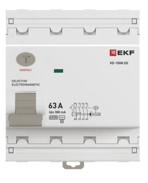 ВД-100N (S) 4P 63А 300мА AC 6кА PROXIMA (E1046MS63300)