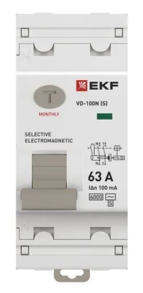 ВД-100N (S) 2P 63А 100мА AC 6кА PROXIMA (E1026MS63100)