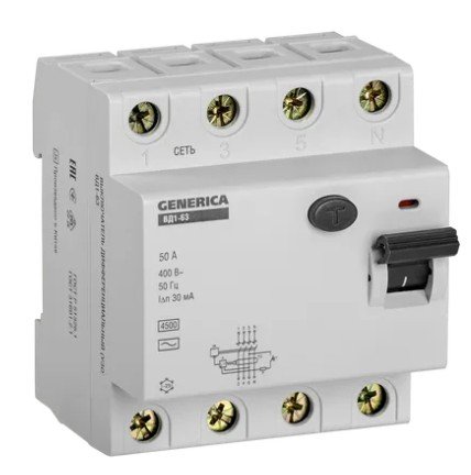 GENERICA ВД1-63 4Р 50А 30мА (MDV15-4-050-030)