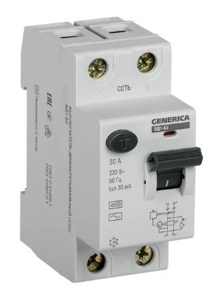 GENERICA ВД1-63 2Р 50А 30мА (MDV15-2-050-030)
