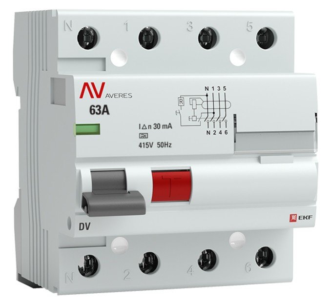 DV 4P 63А/ 30мА (A)  AVERES (rccb-4-63-30-a-av)