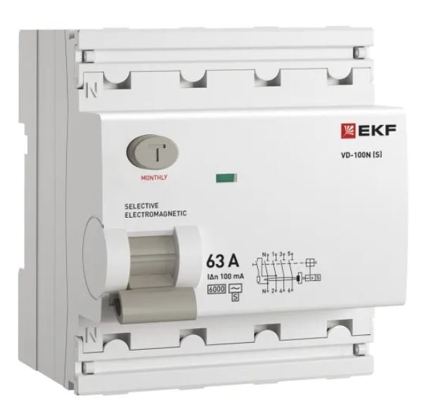 ВД-100N (S) 4P 63А 100мА AC 6кА PROXIMA (E1046MS63100)