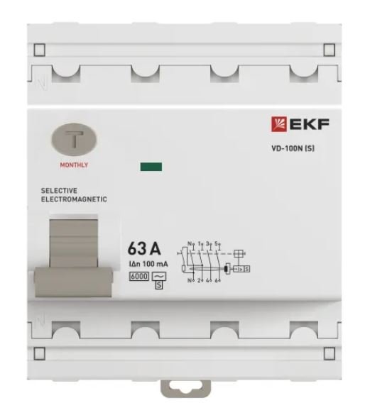 ВД-100N (S) 4P 63А 100мА AC 6кА PROXIMA (E1046MS63100)