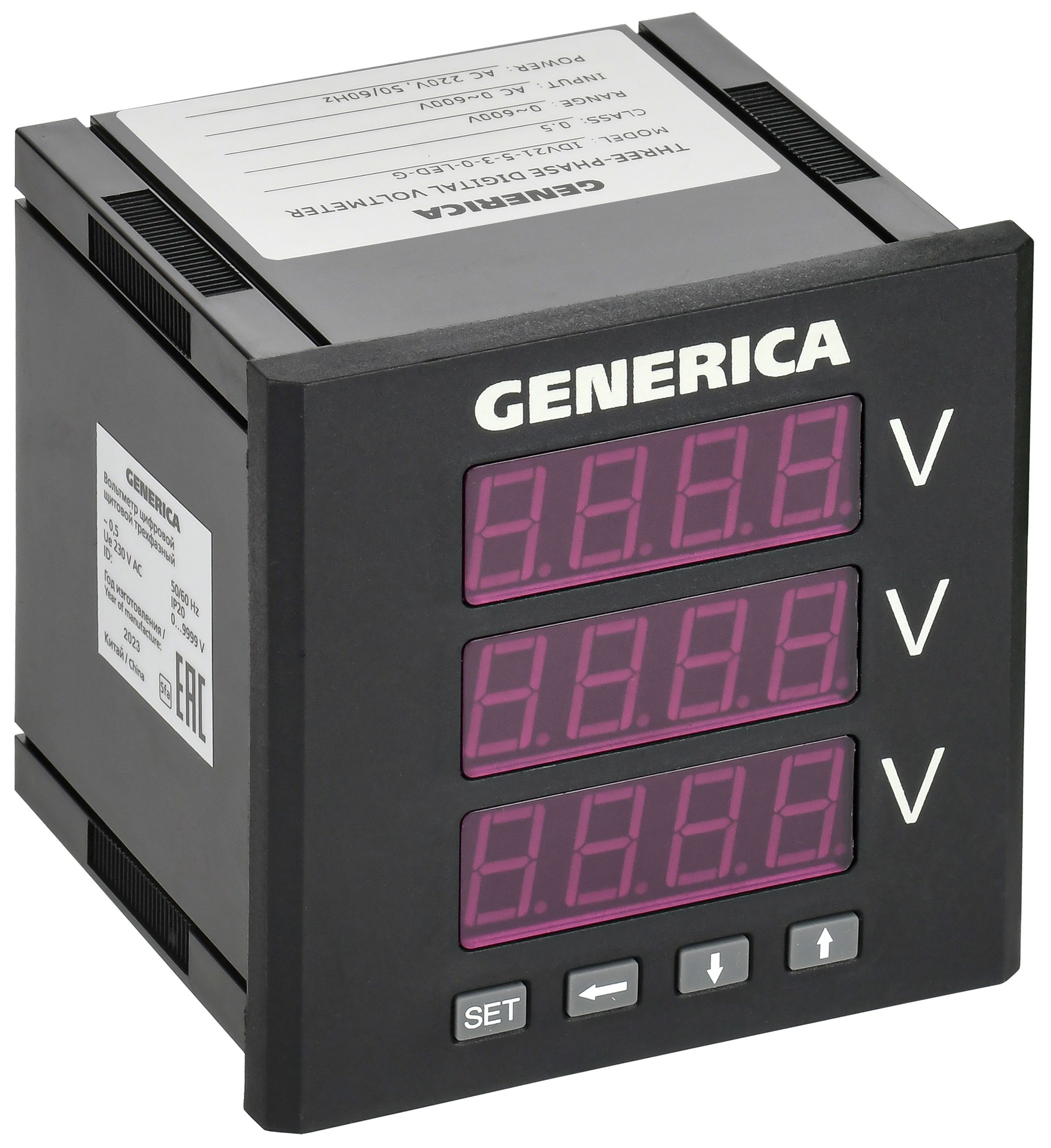 Вольтметр цифровой щитовой трехфазный DO RS-485 96х96 LED GENERICA (IDV21-5-3-3-LED-G)