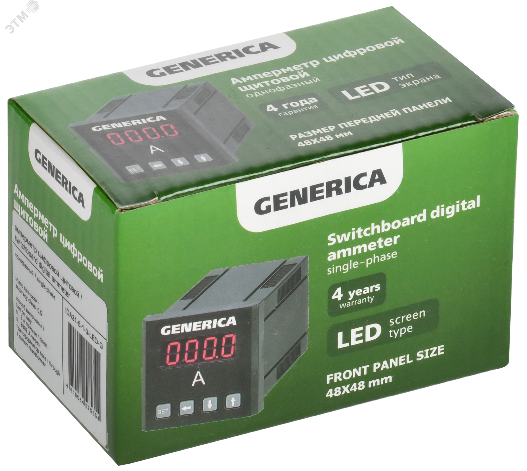 Амперметр цифровой щитовой однофазный 48х48 LED GENERICA (IDA31-5-1-0-LED-G)