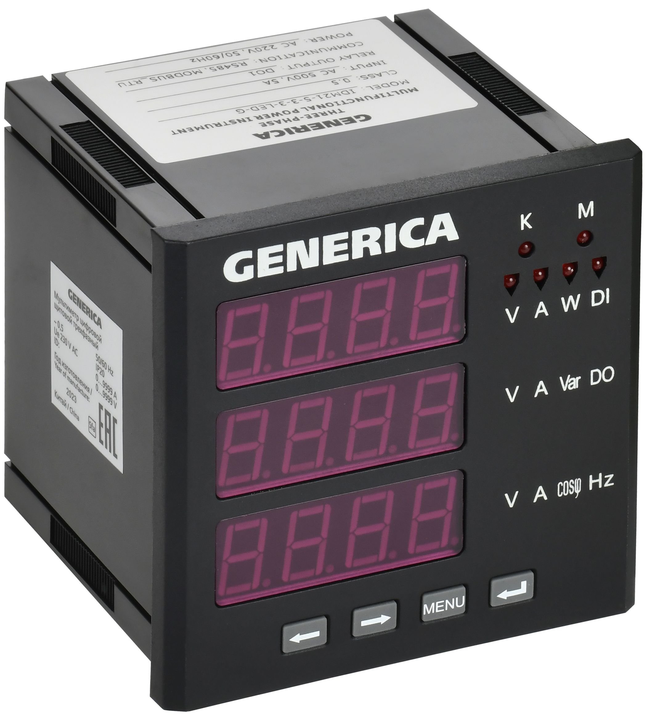 Мультиметр цифровой щитовой трехфазный DO RS-485 96х96 LED GENERICA (IDM21-5-3-3-LED-G)