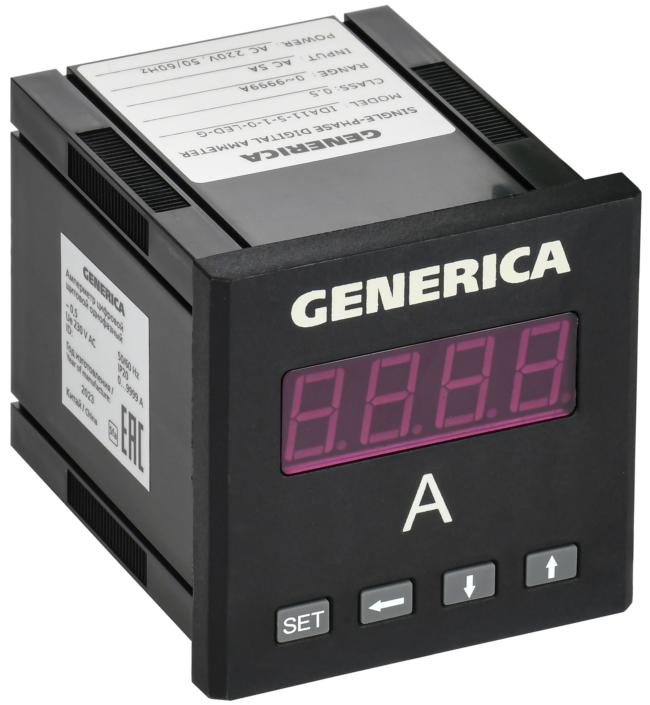 Амперметр цифровой щитовой однофазный 72х72мм LED GENERICA (IDA11-5-1-0-LED-G)