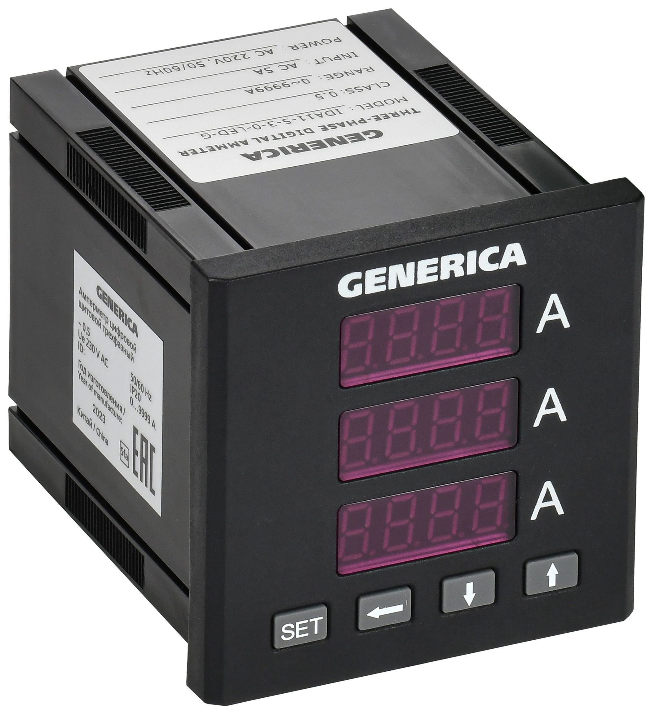 Амперметр цифровой щитовой трехфазный 72х72 LED GENERICA (IDA11-5-3-0-LED-G)