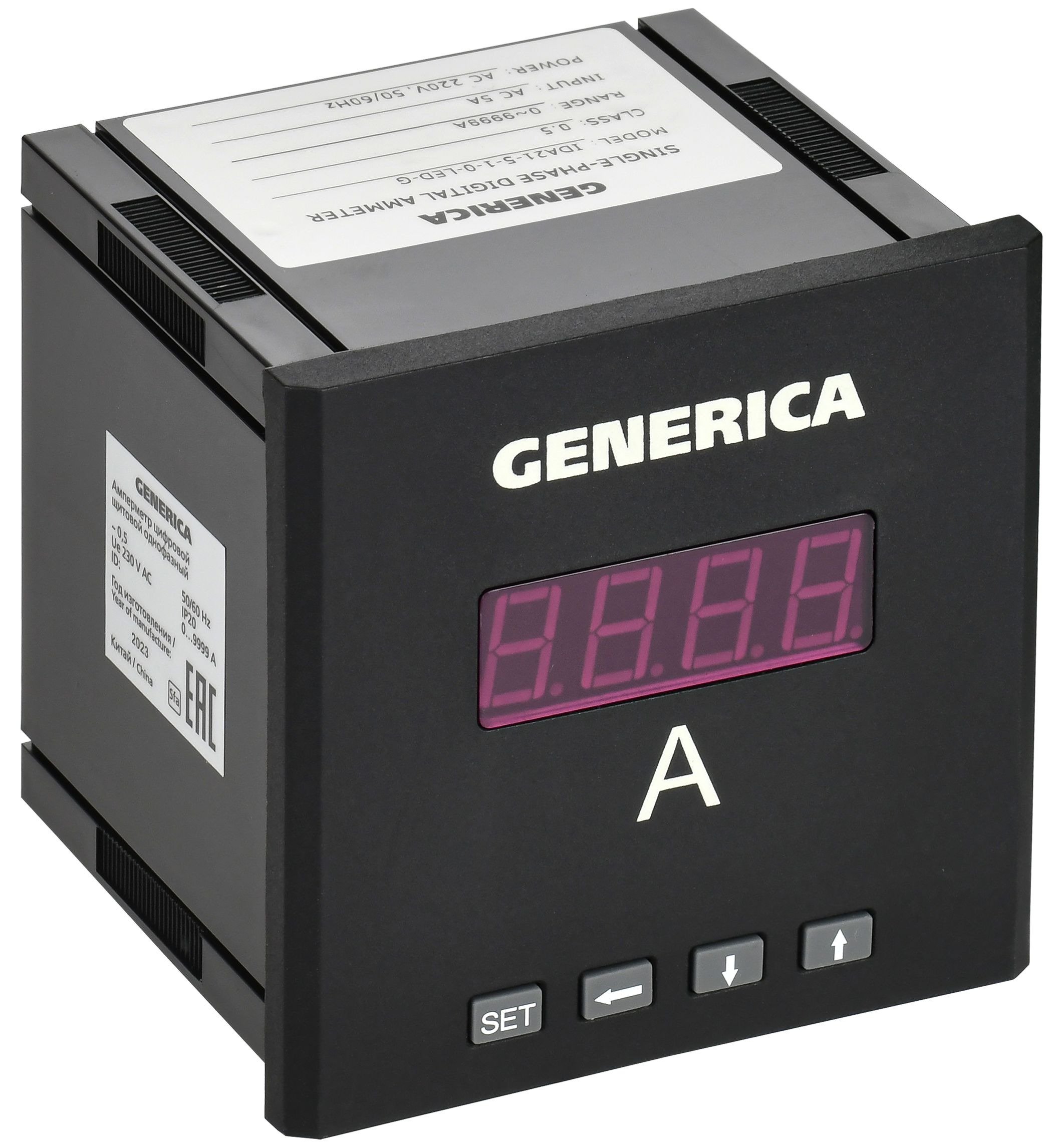 Амперметр цифровой щитовой однофазный 96х96 LED GENERICA (IDA21-5-1-0-LED-G)