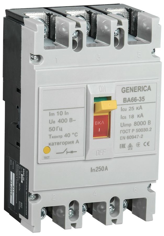 ВА66-35 3Р 250А 25кА GENERICA (SAV30-3-0250-G)