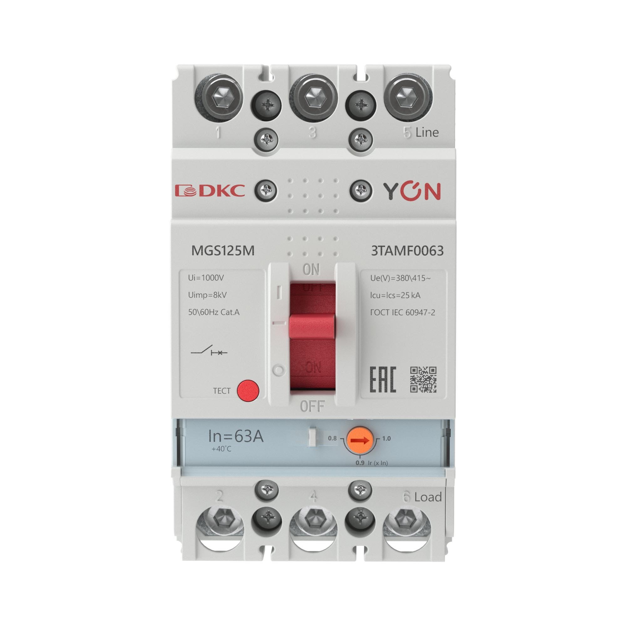 YON MGS125 3P 50,4-63A 25kA (MGS125M-3TAMF0063)