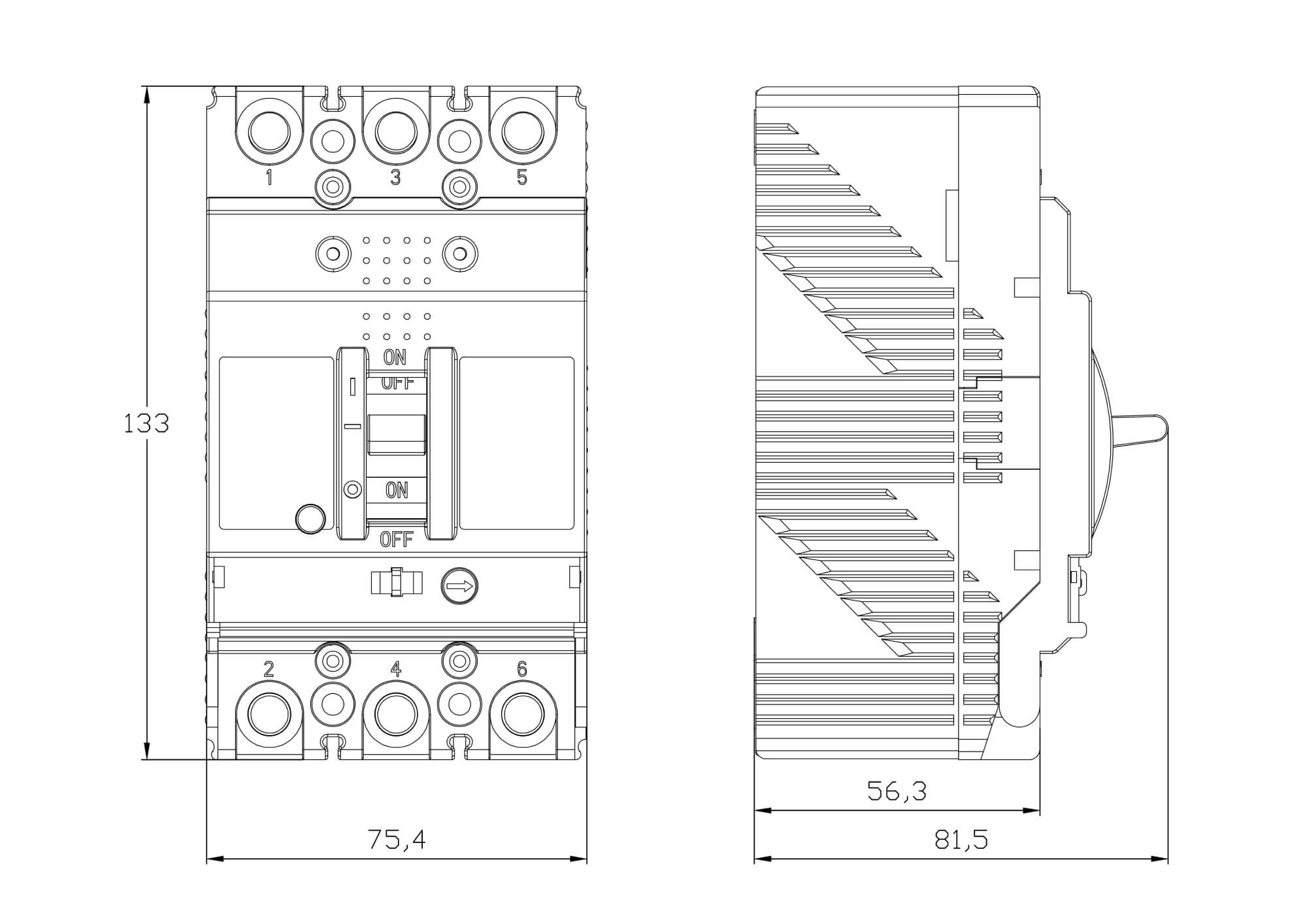 YON MGS125 3P 50,4-63A 25kA (MGS125M-3TAMF0063)