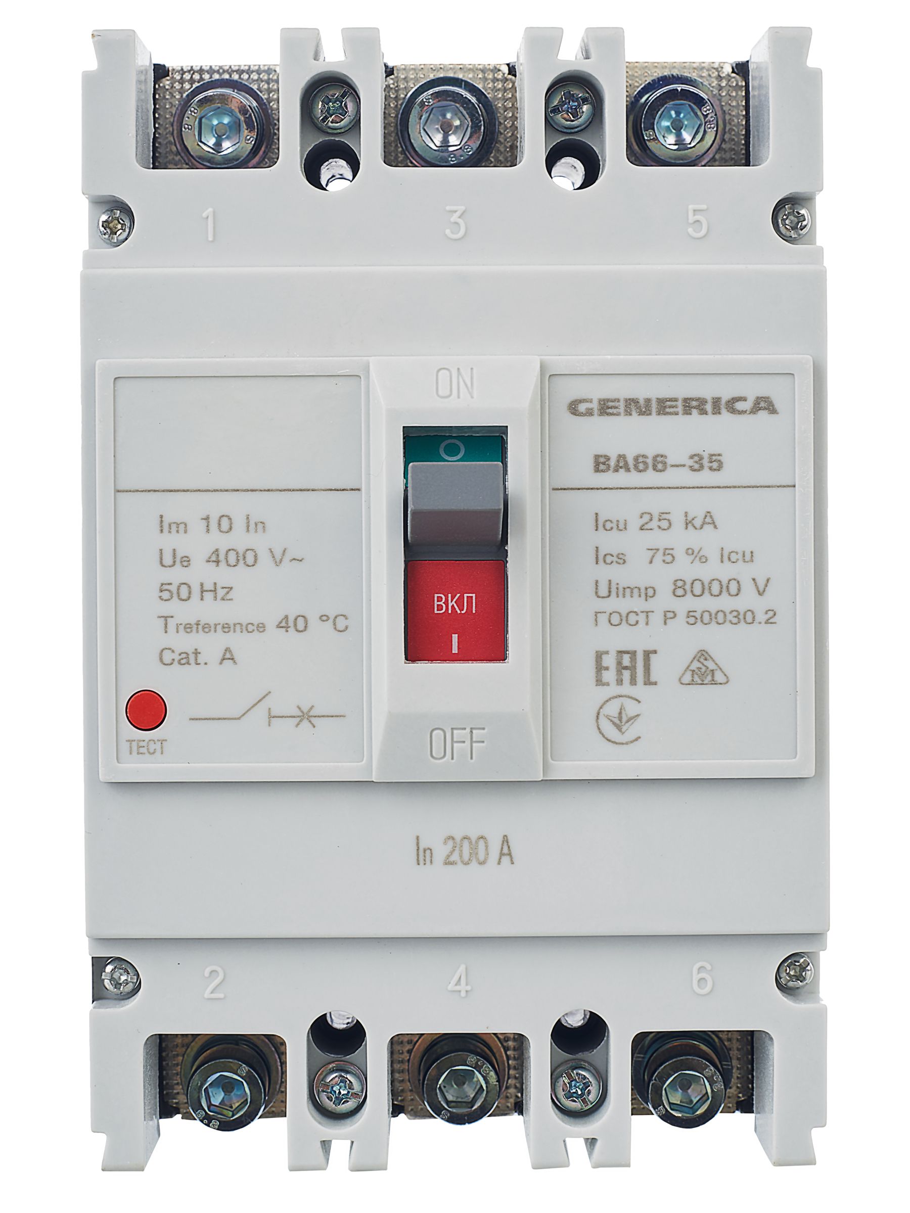 ВА66-35 3Р 200А 25кА GENERICA (SAV30-3-0200-G)