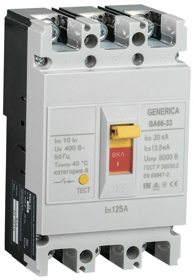 ВА66-33 3Р 125А 20кА GENERICA (SAV20-3-0125-G)