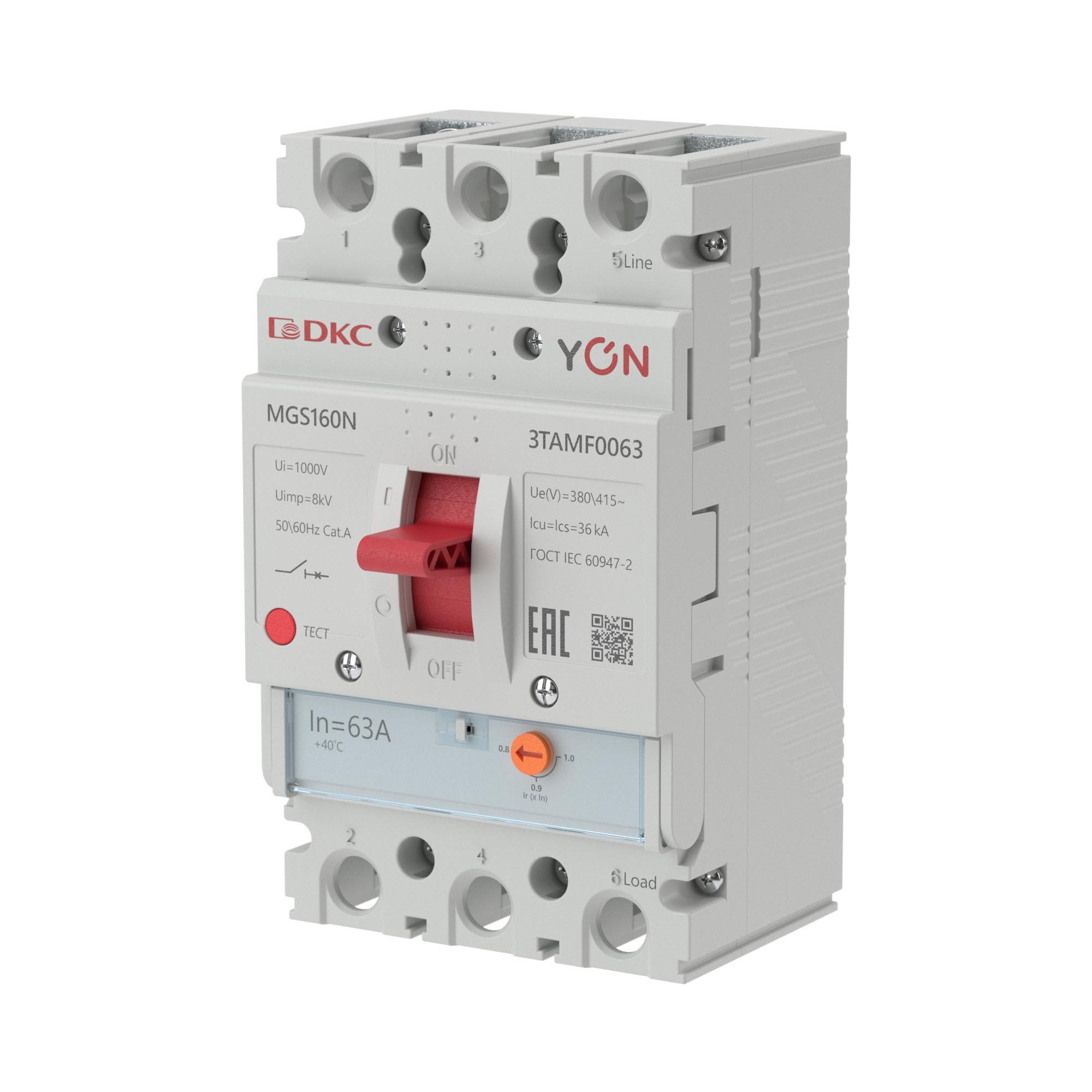 YON MGS160 3P 50,4-63A 36kA (MGS160N-3TAMF0063)