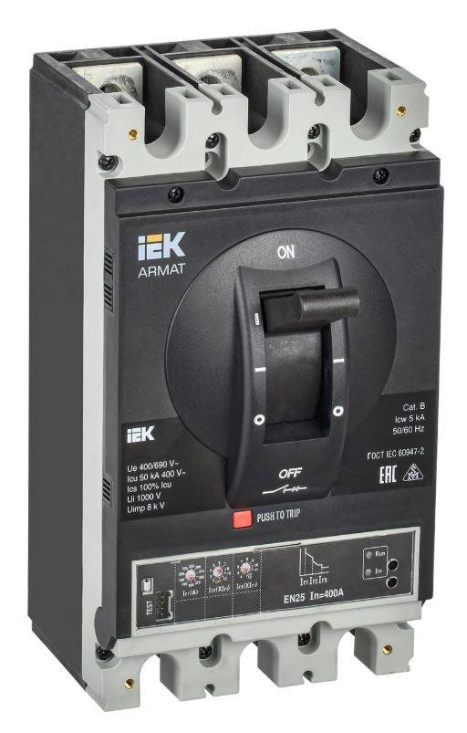 Автоматический выключатель в литом корпусе 3P H 400A 50kA (AR-MCCB-3H-050-0400A-ELSC)