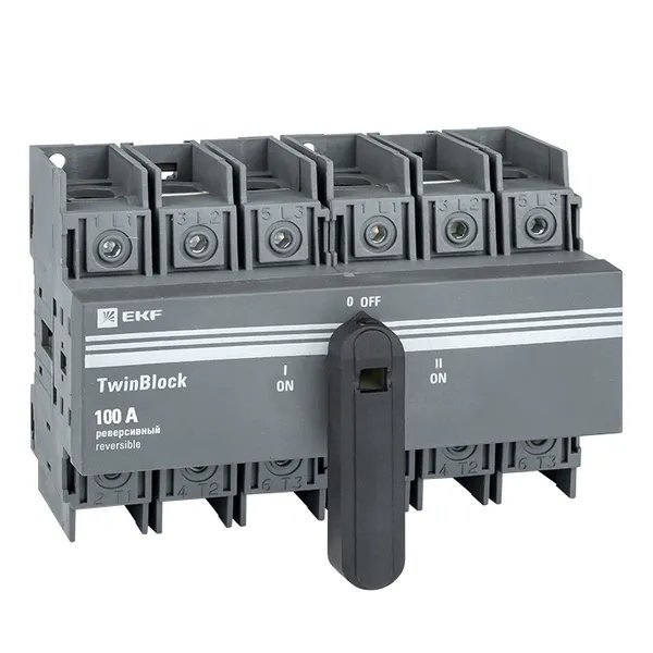 Рубильник 100A 3P реверсивный с рукояткой для прямой установки TwinBlock (tb-s-100-3p-rev)