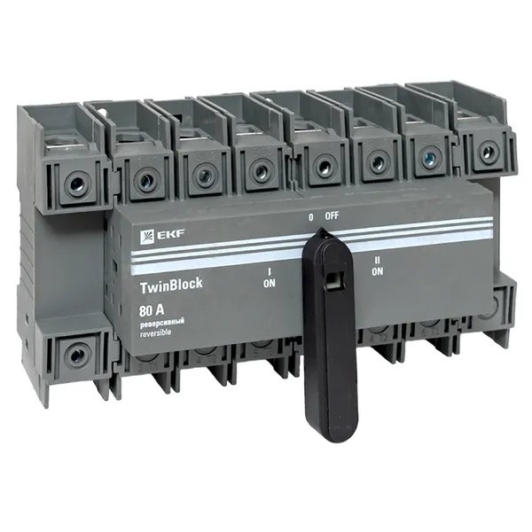 Рубильник 80A 4P реверсивный с рукояткой для прямой установки TwinBlock (tb-s-80-4p-rev)