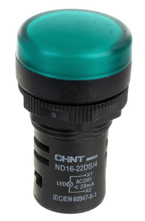 Индикатор ND16-22DS/4 зел. AC 230В (R) CHINT (593071)