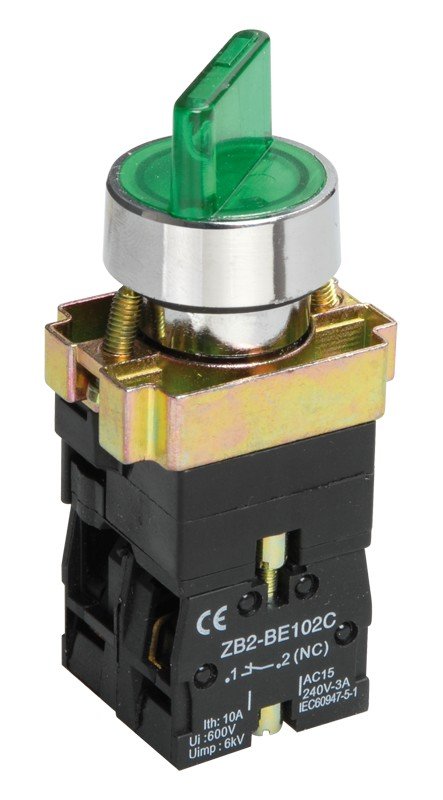 Переключатель LAY5-BK2365 2 положения зеленый NO+NC (BSW90-BK-2-K06)