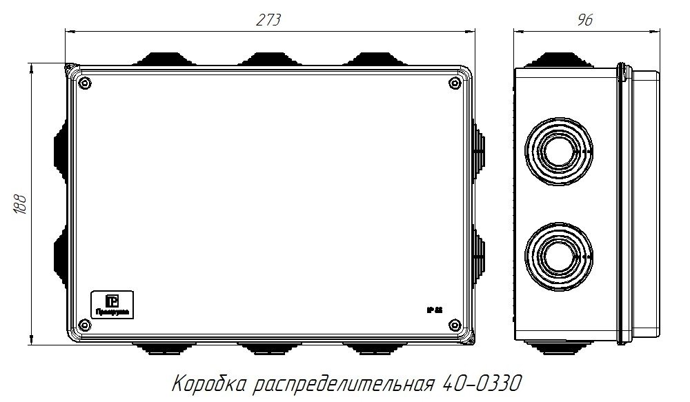 Коробка распределительная для о/п безгалогенная (HF) 260х175х90 (40-0330) (Промрукав)