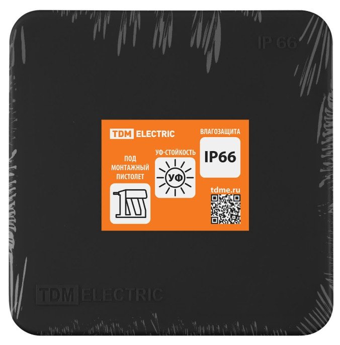 Распаячная коробка, двухкомпонентная, ОП 80х80х40 мм, IP66, 8 вх., черная TDM (SQ1401-2912)