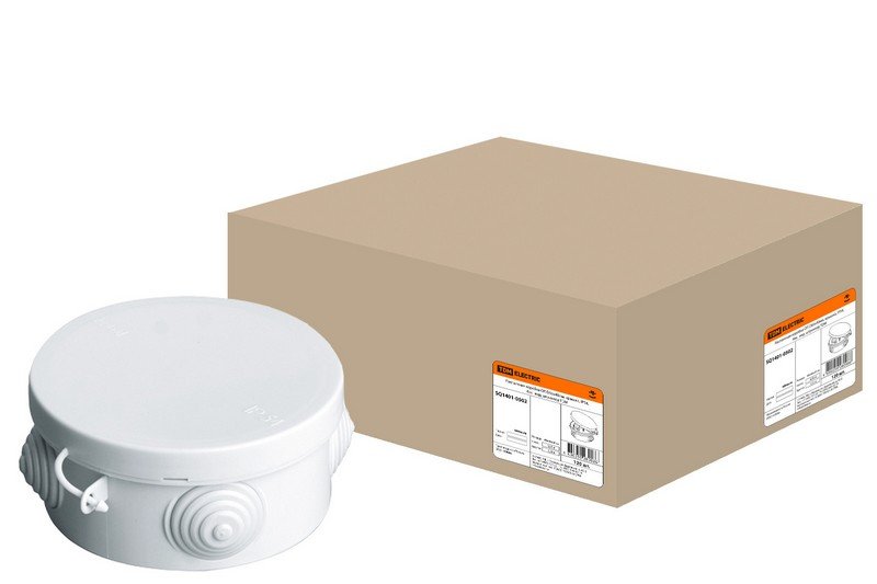 Коробка ОП D85х40мм, крышка, IP54, 4вх. (SQ1401-0502)