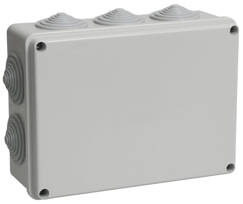 Коробка распаячная КМ41243 190х140х70 открытой проводки IP44 10 гермовводов серая (UKO11-190-140-070-K41-44)
