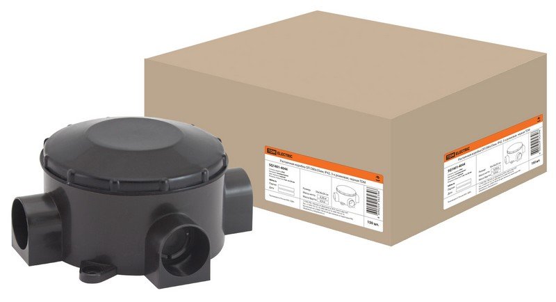 Распаячная коробка ОП D80х35мм, IP42, 3-х рожковая, черная TDM (SQ1401-4044)