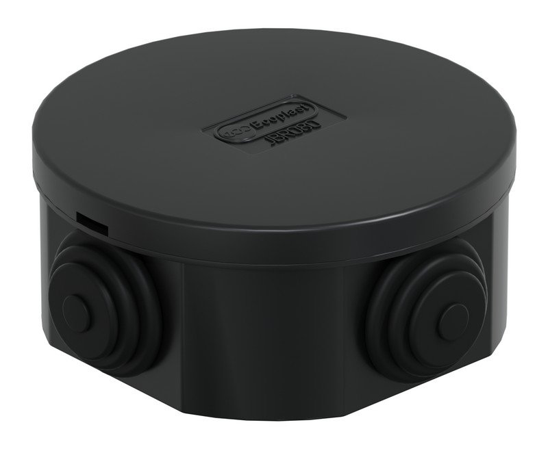 Коробка JBR080 D=80х40, 4 вых., IP44, черная (44005BL-1)