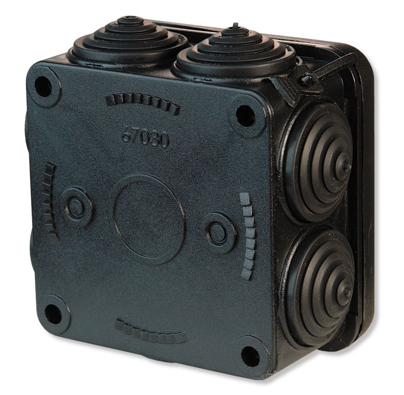 Коробка TYCO ОП 70х70х40мм 7вводов HF стойкая к УФ УХЛ1 IP55 черная (67030Ч)