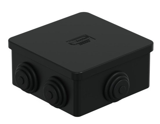 Коробка JBS080 85х85х40, 6 вых, IP44, черная (44006BL-1)
