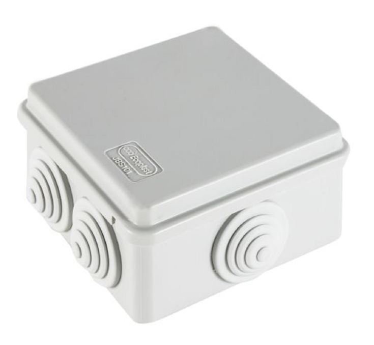 Коробка JBS101 100х100х55, 6 вых., IP55, серая (44037HF)