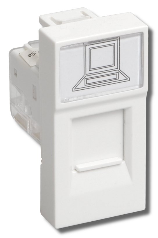 Розетка компьютерная RJ-45 PRIMER РКИ-10-00-П UTP кат.5e 1 модуль белая (CKK-40D-RI1-K01)