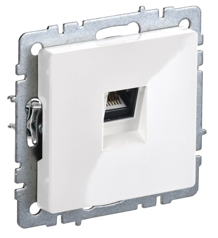 Розетка компьютерная 1-местная RJ45 BRITE РК10-БрБ кат.5E белый (BR-K10-1-K01)