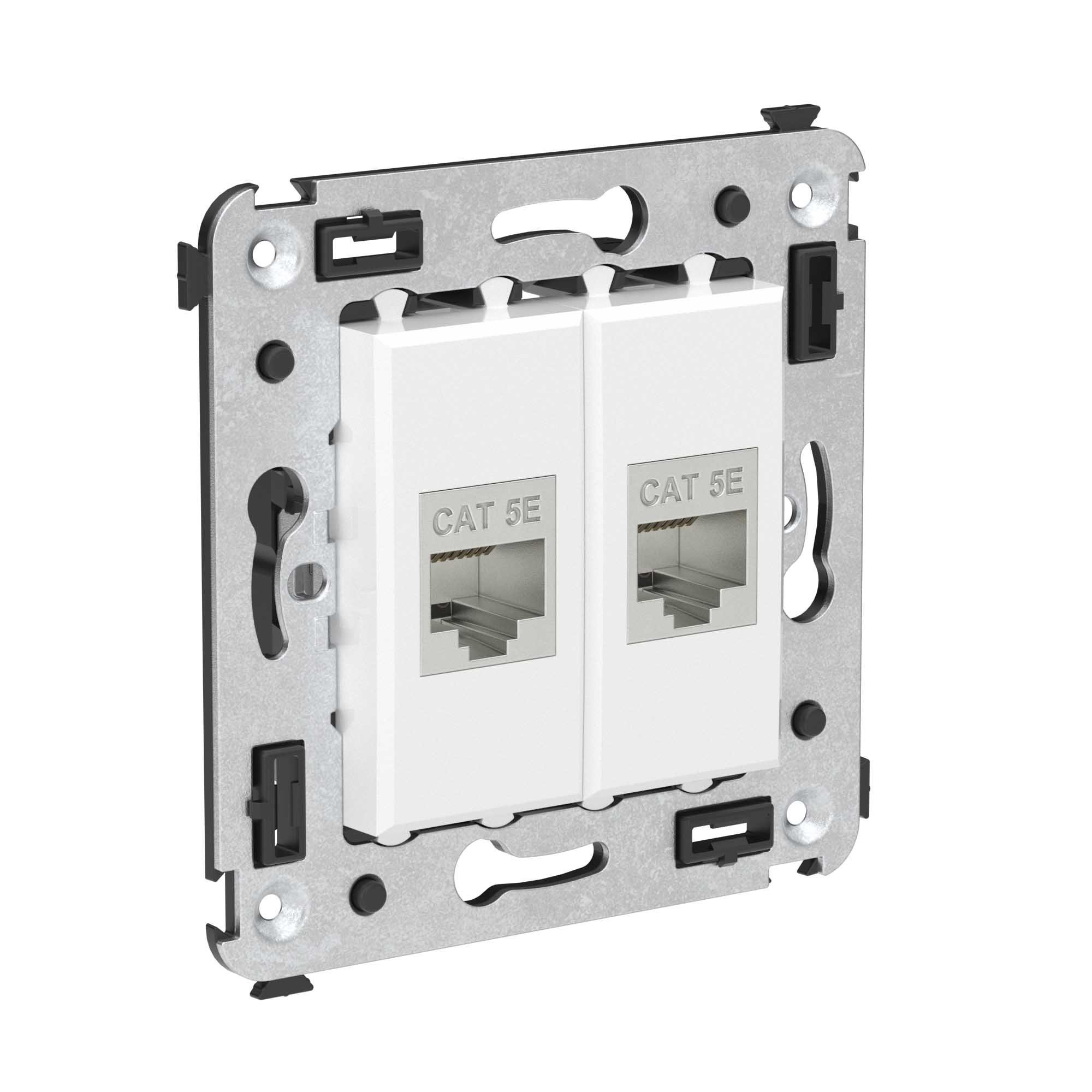 Компьютерная розетка RJ-45 без шторки, кат.5e двойная экранированная Avanti белое облако (4400764)